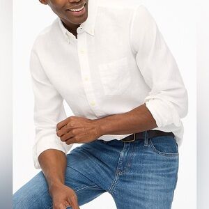 J Crew | NWT | White Linen Slim Fit Button-Down Shirt | Size M